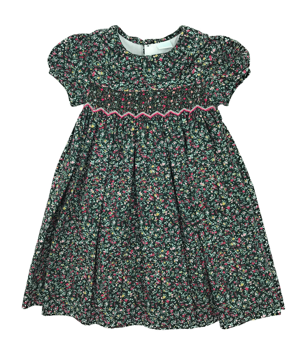 Mini Boden Kids' Cotton Dobby Printed Smocked Dress, Vanilla Fairies, 12-18  months