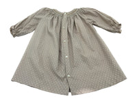 Edgehill Collection Smocked Dress for Girls - Geometric and Floral Print - Light Brown