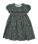 Edgehill Collection Floral Printed Smocked Dress for Girls – Multi Colors